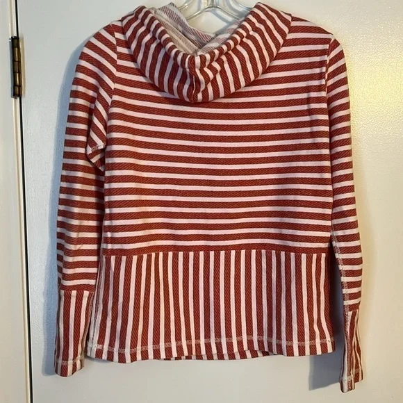 J Crew Red White Striped Terry Lightweight Hoodie XS - Picture 4 of 5
